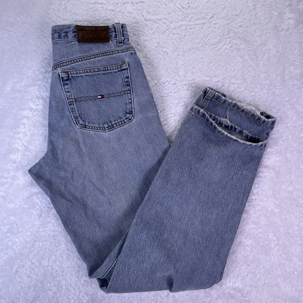 Y2K Tommy Hilfiger Jeans High Waist Mom Jeans Straight Light‎ Wash Women's 6 VTG
